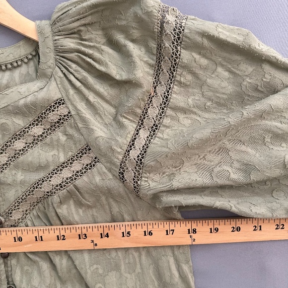 Anthropologie Top Blouse Women's S Harmony Sage Lace Peasant Cottage Feminine - Picture 11 of 15